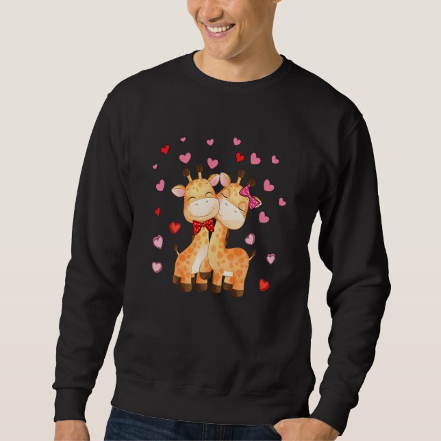 Moletom Couple Giraffes Valentine's Hearts Matching Family (Frente)