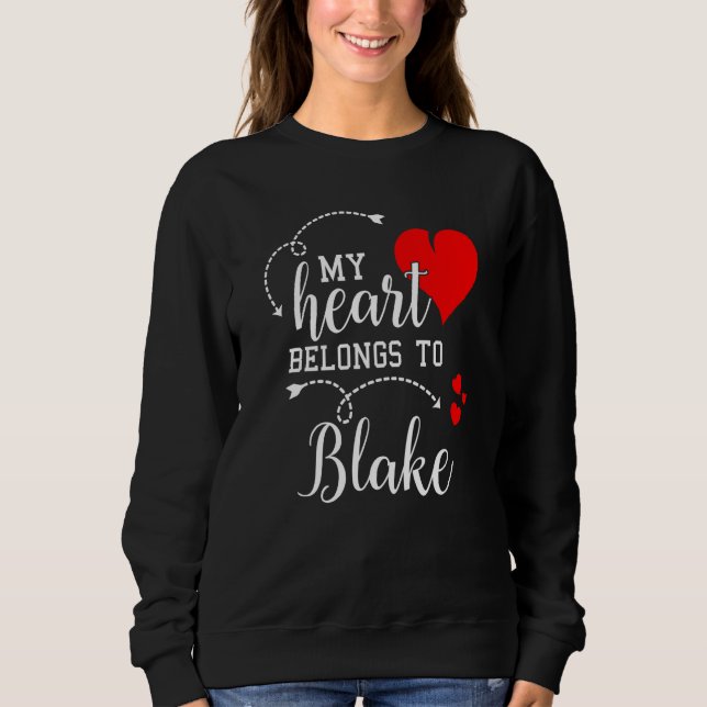 Moletom Couples Matching My Heart Belong to Blake My Love (Frente)