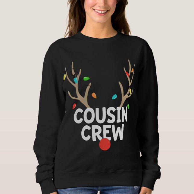Moletom Cousin Crew Christmas Pajama Reindeer Lights Matam (Frente)