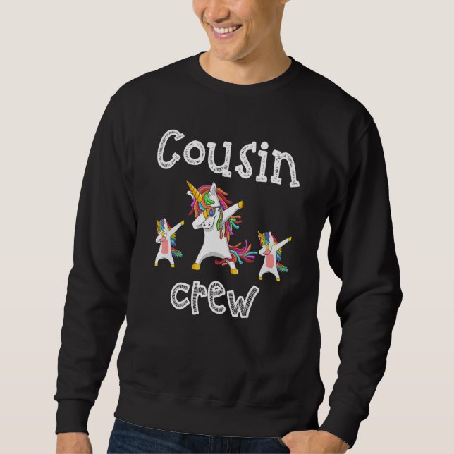 Moletom Cousin Crew Unicorn Dabbing Toddler Girls Boys Squ (Frente)