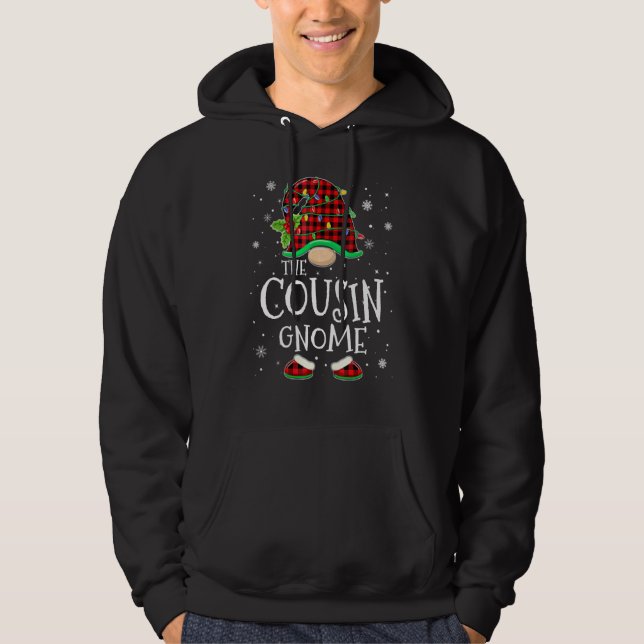 Moletom Cousin Gnome Red Plaid Matching Family Christmas P (Frente)