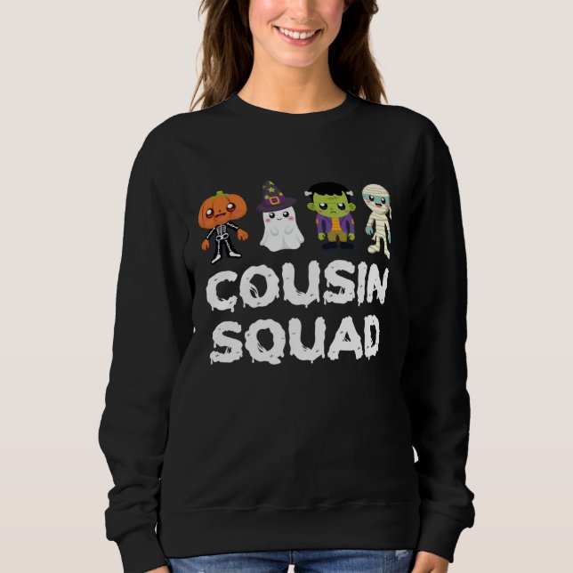 Moletom Cousin Squad Crew Boys Girls Kids Halloween Matchi (Frente)