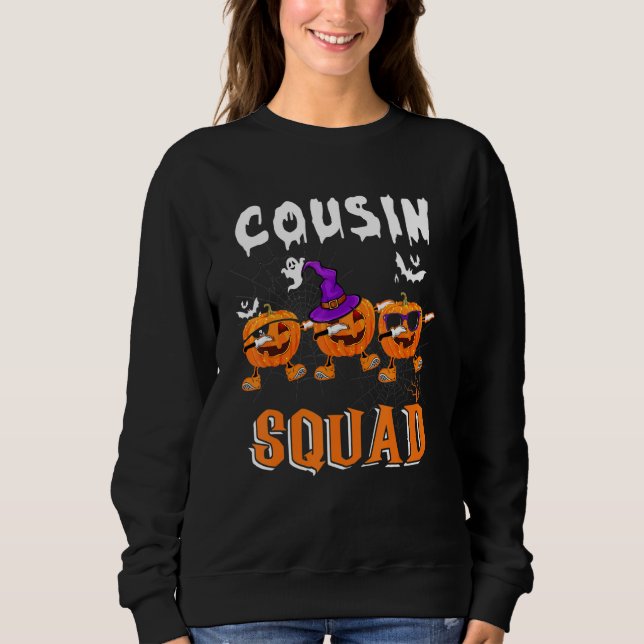 Moletom Cousin Squad Halloween Three Dabbing Scary Pumpkin (Frente)