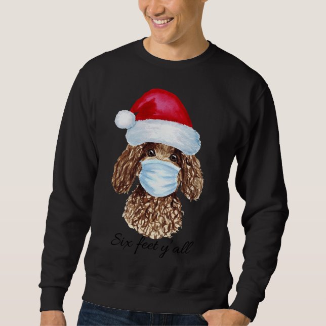 Moletom Covid Natal Mascarado Poodle 6 Pés Y Tudo Engraçad (Frente)