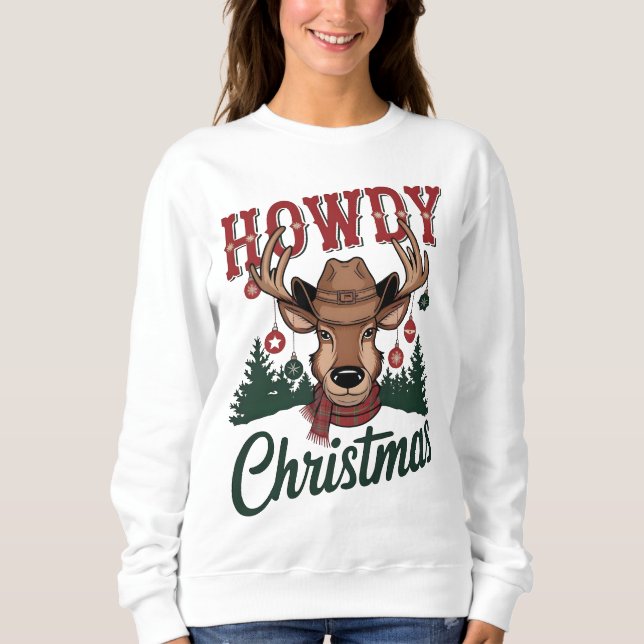 Moletom Cowboy Santa Western Christmas Rodeo PNG Design (Frente)
