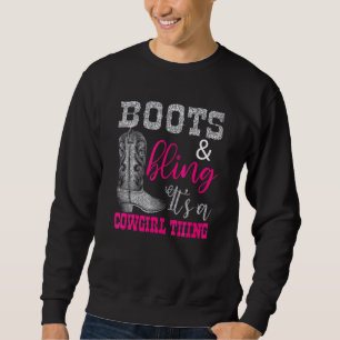 Moletom Cowgirl Boots Bling Women Cachorro Amor País Vida