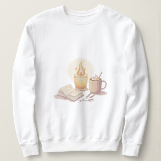 Moletom Cozy Candle and Hot Chocolate Illustration (Frente do Design)