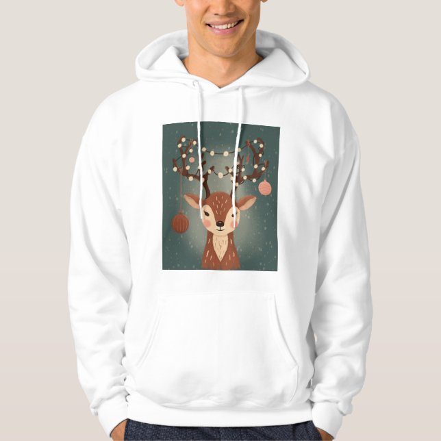 Moletom Cozy Christmas Deer with Ornaments and Lights (Frente)