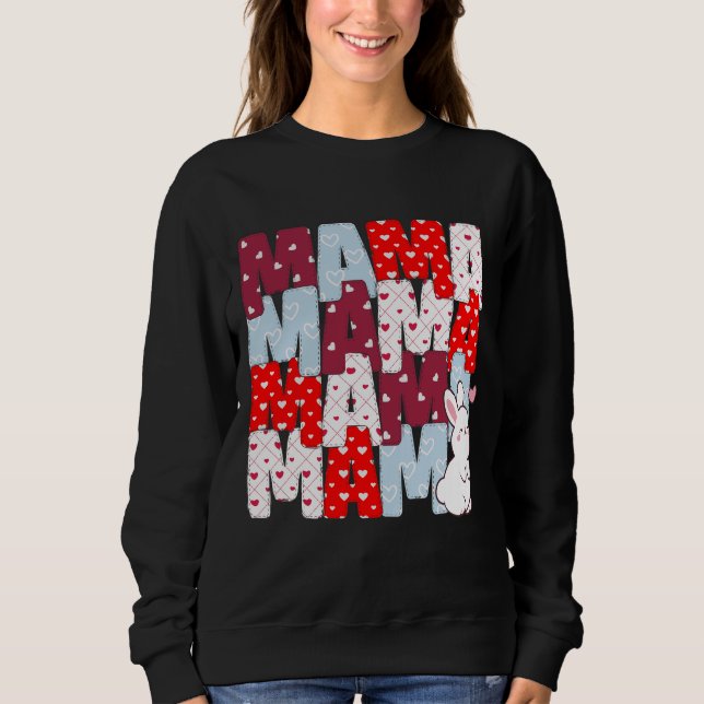 Moletom Cozy "MAMA" Bunny Stack Sweatshirt para Mães (Frente)