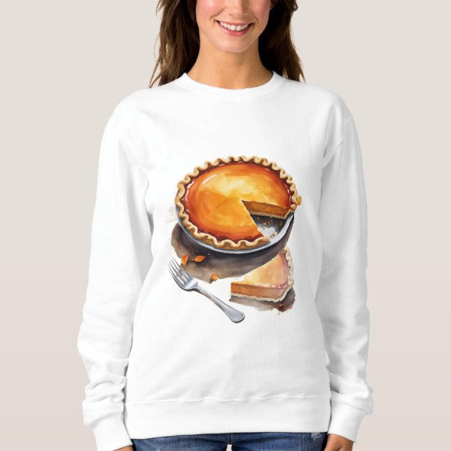 Moletom Cozy Pumpkin Pie Sweatshirt para outono e Ação de  (Frente)