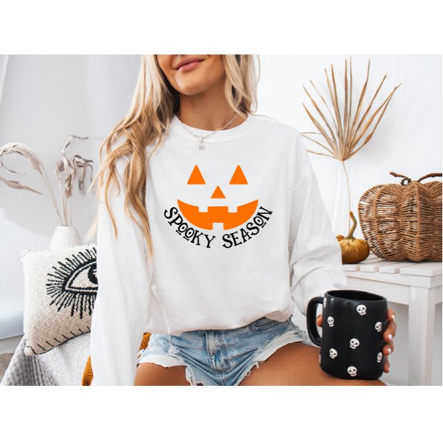 Moletom Cozy Spooky Season Pumpkin Face Halloween (Criador carregado)