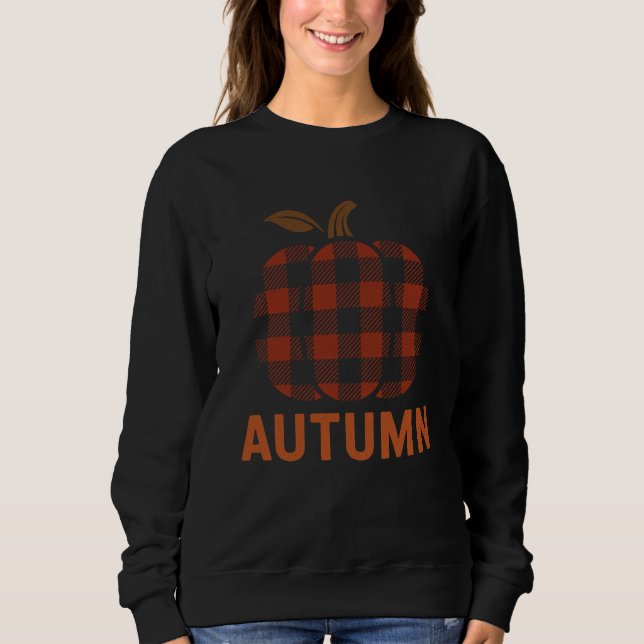 Moletom Cozy Xadrez Pumpkin Hoodie - Estética do outono (Frente)