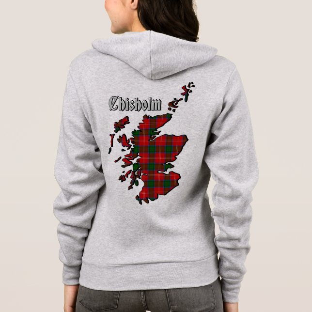 Moletom Crachá de Clã Chisholm e Tartan com Motto Mulheres (Verso)