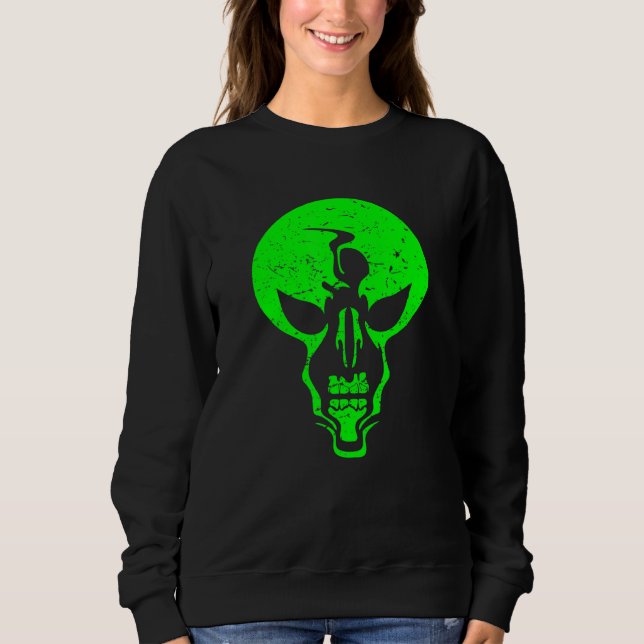 Moletom Crânio Alien - Crânio de Alien Verde Assustador -  (Frente)