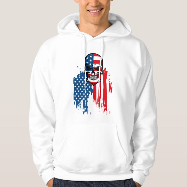 Moletom Crânio com bandeira americana (Frente)
