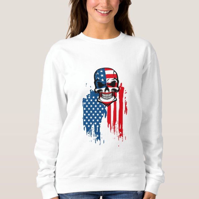 Moletom Crânio com bandeira americana (Frente)