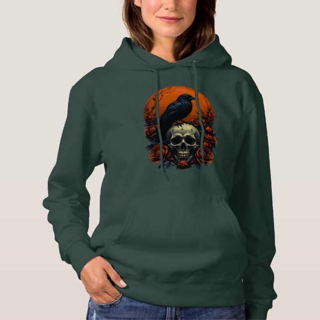 Moletom Crânio com Rosas e capuz gótica (Frente)