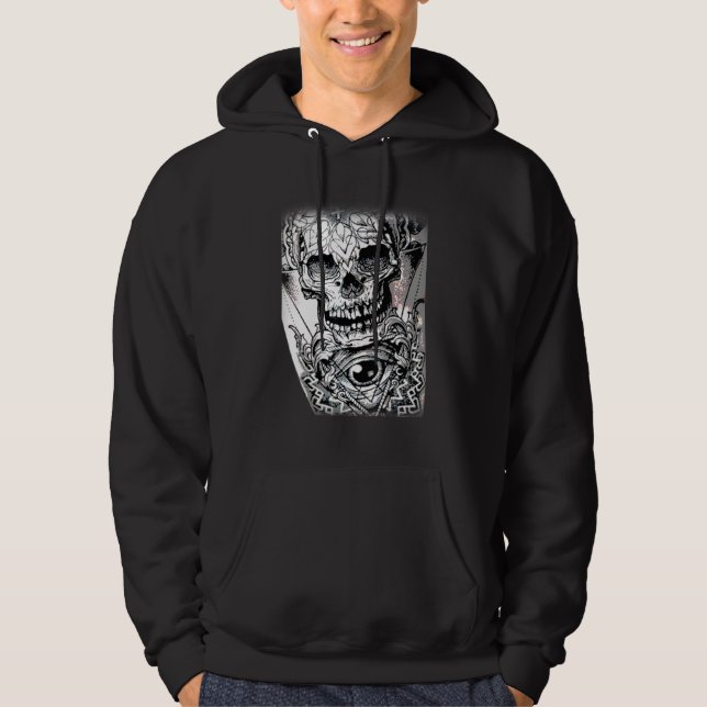 Moletom Crânio com todas as artes visuais escuras, tecido  (Frente)