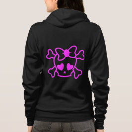 Moletom Crânio feminino cor-de-rosa do emo com o hoodie