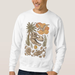 Moletom Crânio Fóssil de Dinossauro Pré-Histórico Vintage