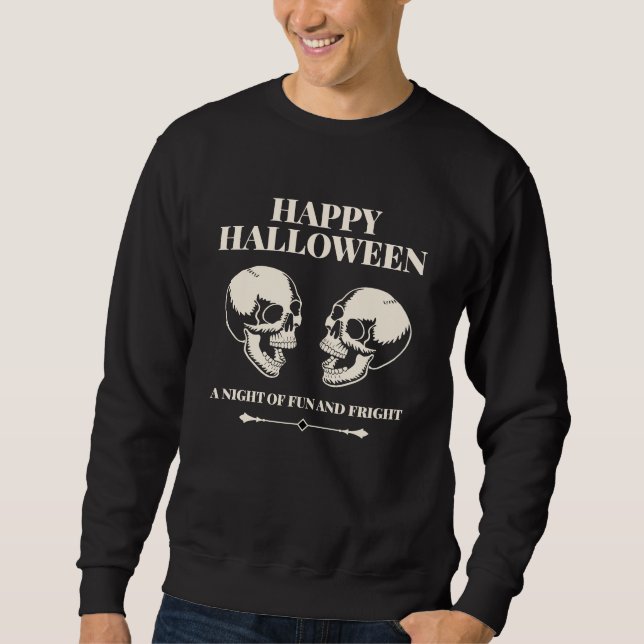 Moletom Crânios Risonhos Assustadores Feliz Halloween (Frente)