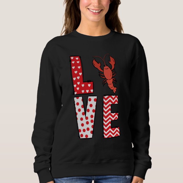Moletom Crawfish Valentines Day Love Valentine Cute Hearts (Frente)