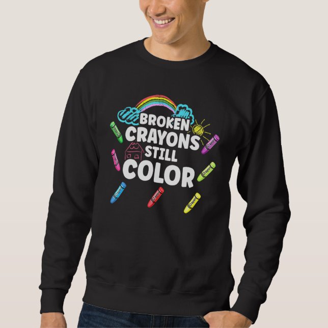 Moletom Crayons Partidos Ainda Cores Sensibilização Para A (Frente)