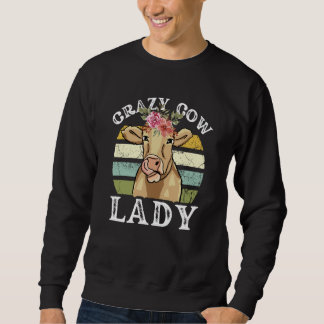 Moletom Crazy Cow Lady Women Animal Flowers Mother's Day