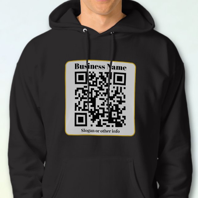 Moletom Create Your Own QR Code | Black White Gold Border (Criador carregado)