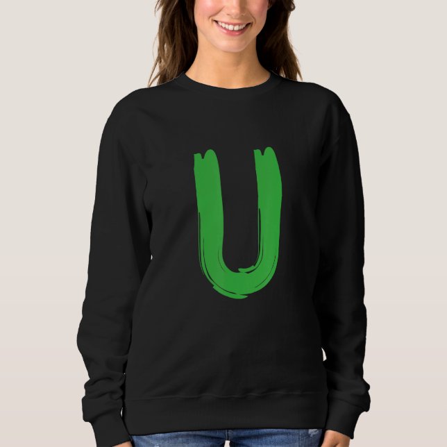 Moletom Creative Bold Green Letter U - Design Alphabet - M (Frente)