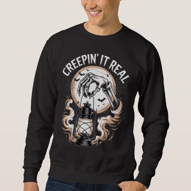 Moletom Creepto É Um Esqueleto Gótico Do Halloween (Frente)