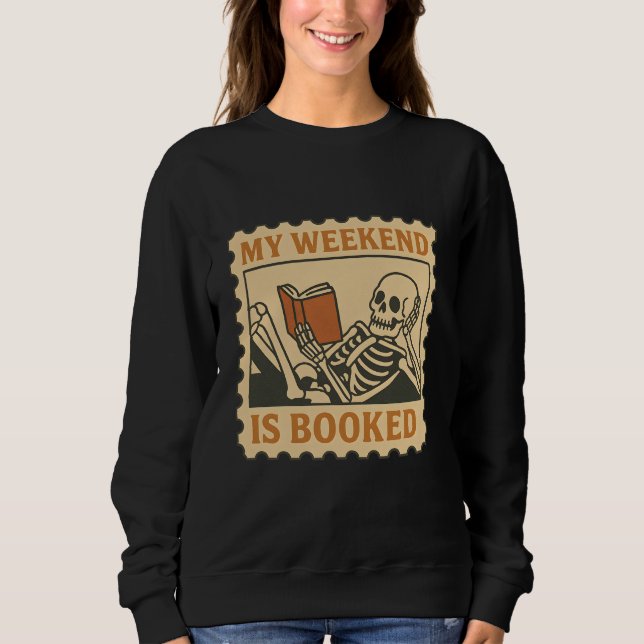 Moletom Creepto Real - Skeleton Book Lover Halloween (Frente)