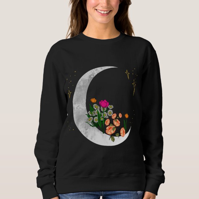 Moletom Crescente Lua Flores do Jardim Lunar Meninas do Es (Frente)
