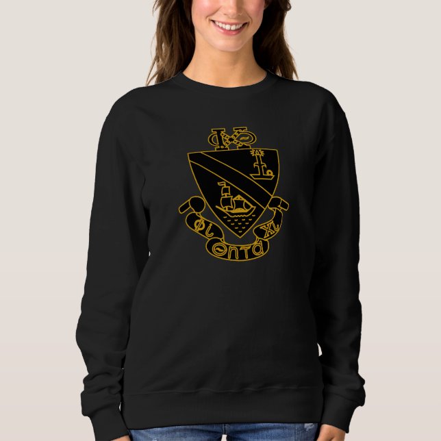 Moletom Crest da Phi Chi Theta | Dourado e Preto (Frente)