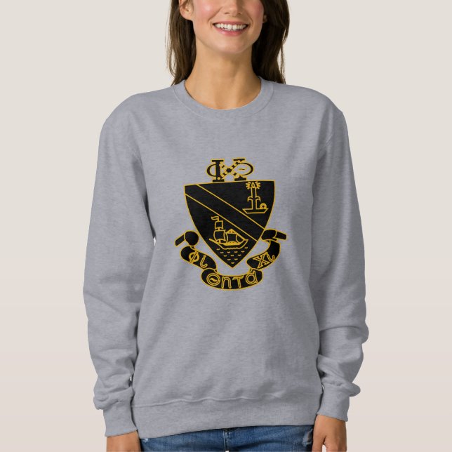 Moletom Crest da Phi Chi Theta | Dourado e Preto (Frente)