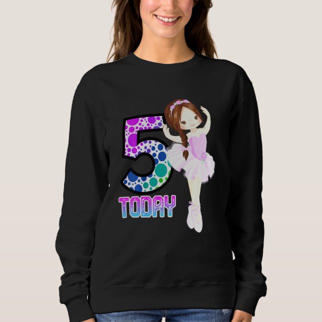 Moletom Crianças 5 Hoje Meninas Balés Dançando Aniversário (Frente)