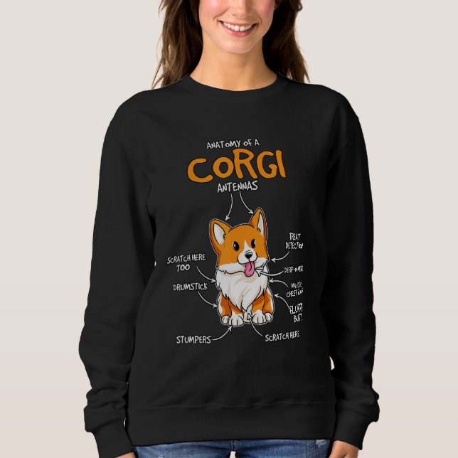 Moletom Crianças Corgi Corgi Coisas Anatomia De Corgi (Frente)