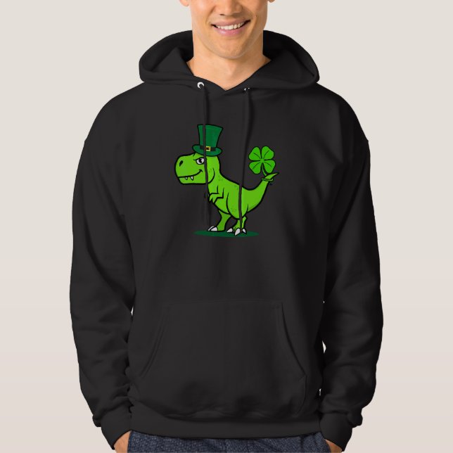 Moletom Crianças Dinossauro Saint Patrick's Day T Rex Dino (Frente)