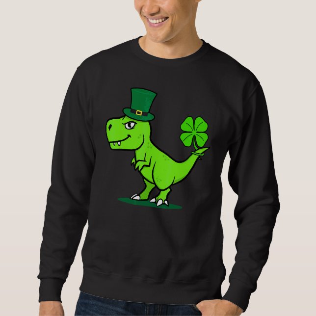 Moletom Crianças Dinossauro Saint Patrick's Day T Rex Dino (Frente)
