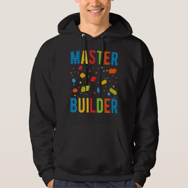 Moletom Crianças do Master Builder Construindo blocos cons (Frente)