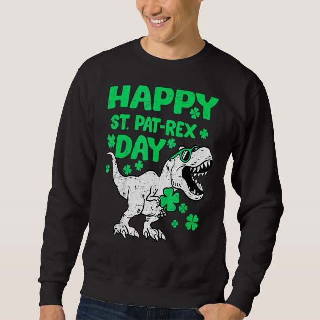 Moletom Crianças Feliz Rua PaTRex Dinossauro Saint Patrick (Frente)