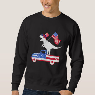 Moletom Crianças Felizes 4 De Julho Dino Trex Dinossaur Be