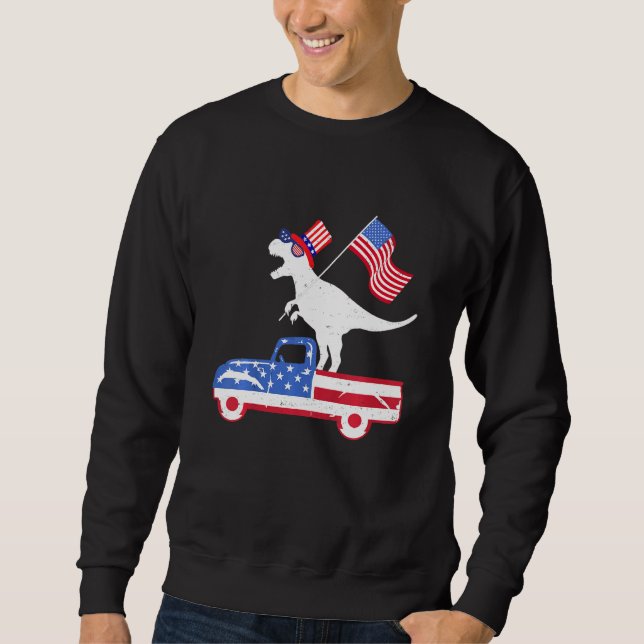 Moletom Crianças Felizes 4 De Julho Dino Trex Dinossaur Be (Frente)