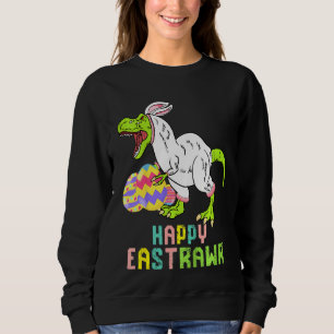 Moletom Crianças Felizes Eastrawr Trex Páscoa Coelhinho De