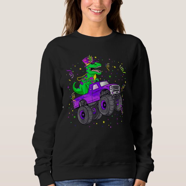 Moletom Crianças Mardi Gras T Rex Monster Truck Funny T (Frente)