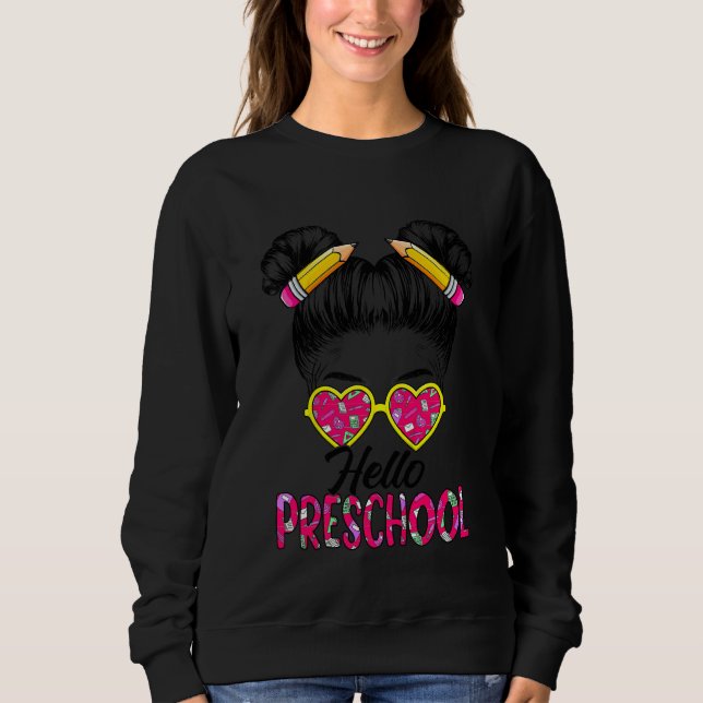 Moletom Crianças Olá Pré-Escolar Coque Desarrumado Meninas (Frente)