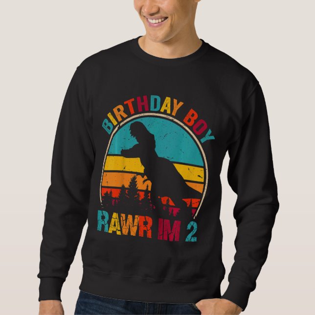 Moletom Crianças Rawr Eu sou 2 Dinossauros Rex segundo ani (Frente)