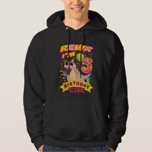Moletom Crianças Rawr Eu sou 5 Aniversário Garota Dino Rex