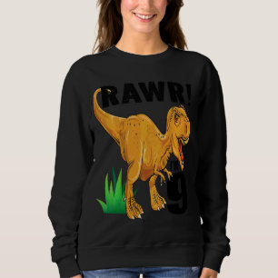 Moletom Crianças Rawr Eu sou 9 Dinossauros Rex 9º Aniversá