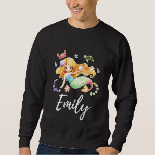 Moletom Crianças Sereia Menina Nome Emily